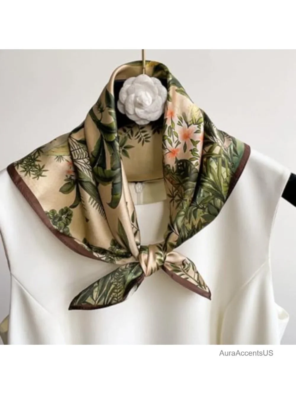 100% Pure Mulberry Silk Small Square Scarf 21x21 Digital Print Neckerchief